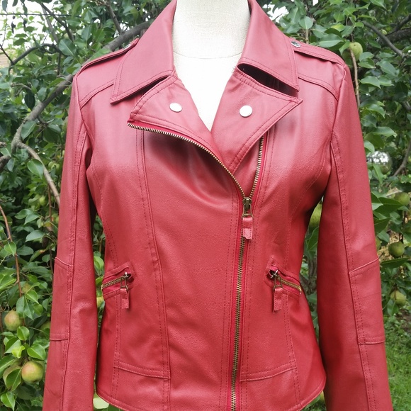 Jackets & Blazers - NWOT YME Spice Faux Leather Moto Zippers Jacket